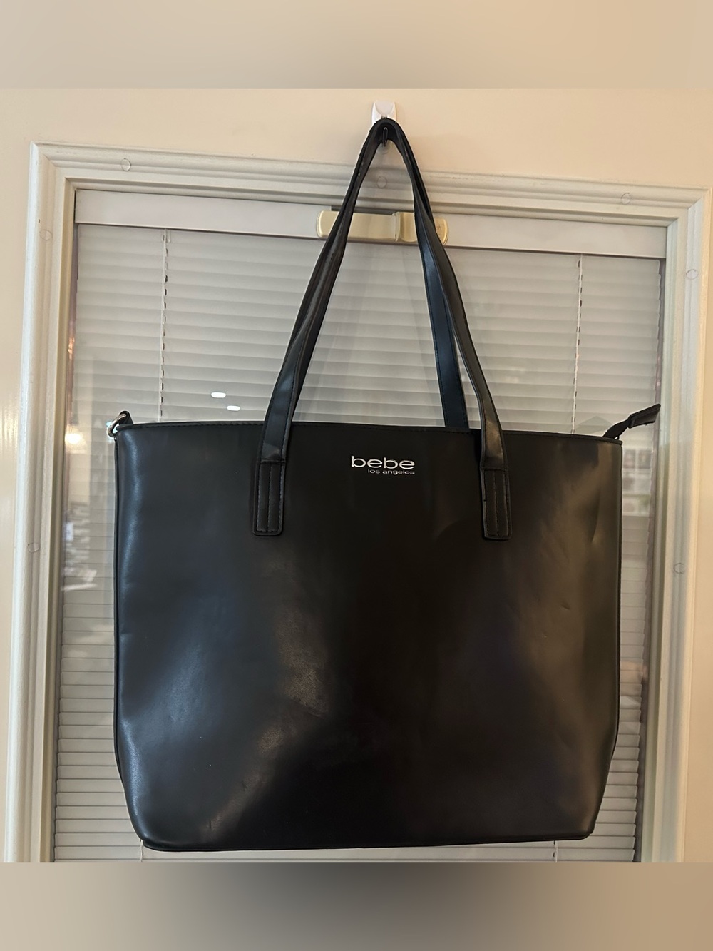 bebe Black Faux Leather Large Tote